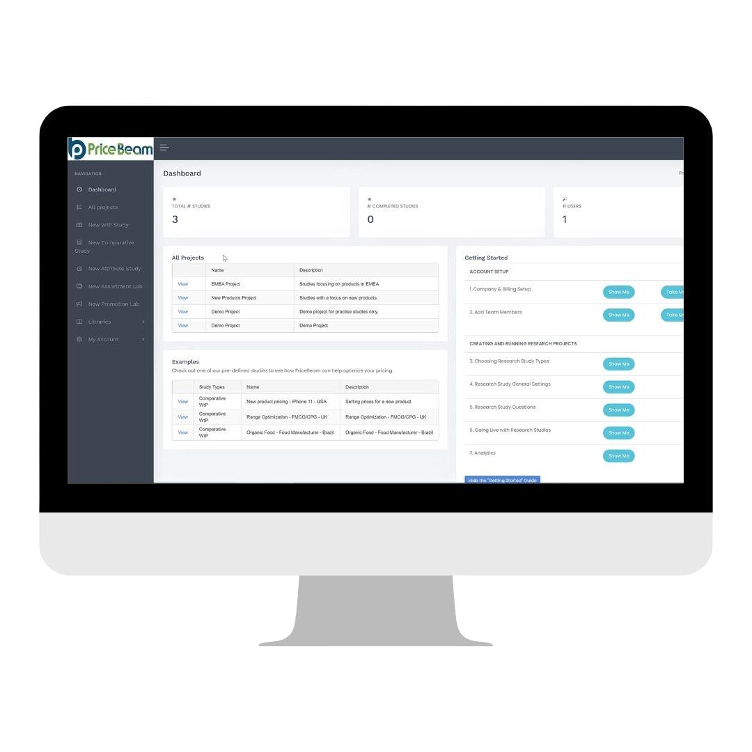 PriceBeam's dashboard